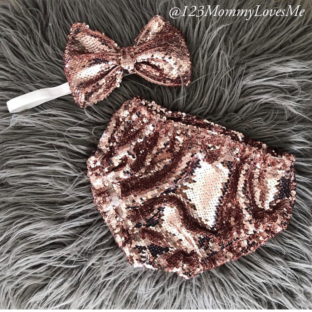 Rosé gold sequin bloomer set